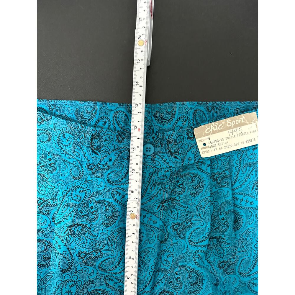 Chic Sport Pants Women 9 Vintage Deadstock High Waist Tapered Paisley Teal NWT - Picture 8 of 10